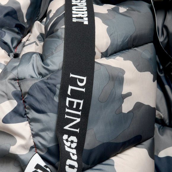 Plein Sport Men's Red Logo Print Zip Up Hooded Parka Jacket - Picture 9 of 10